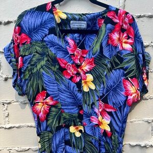 E.D. Michaels Vibrant Hawaiian Long Floral Print Dress